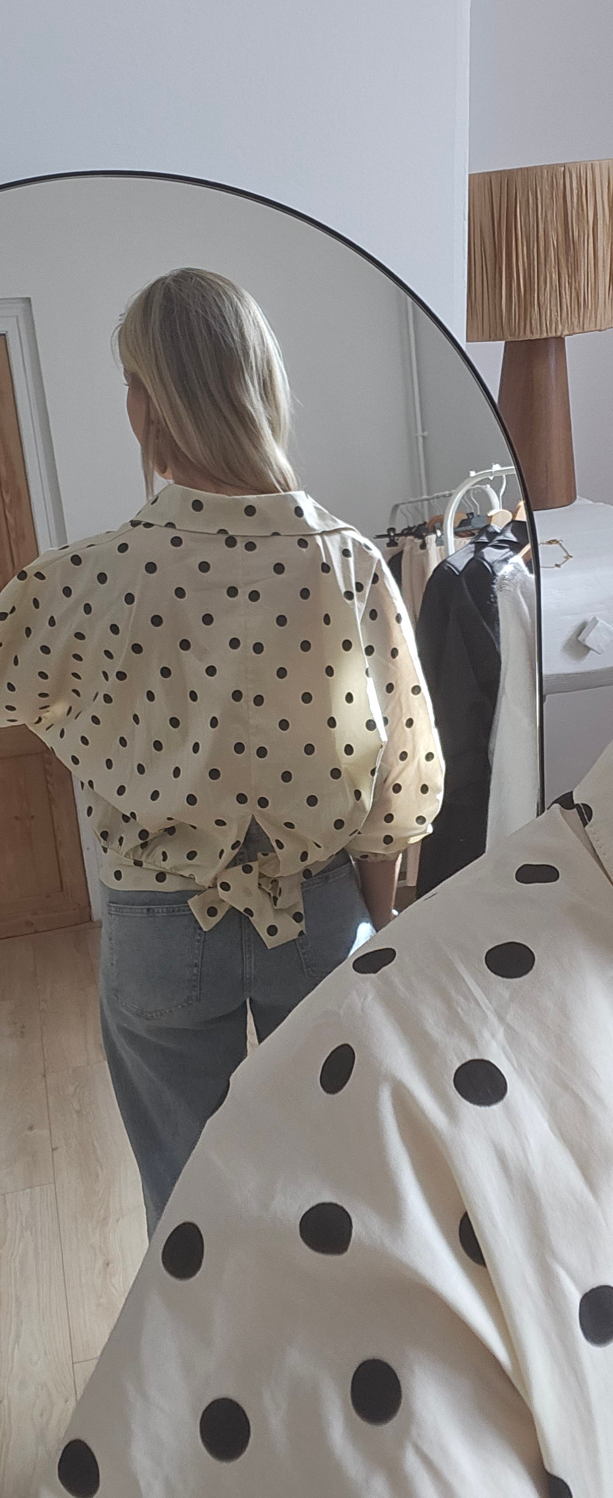 Chemise écrue à pois