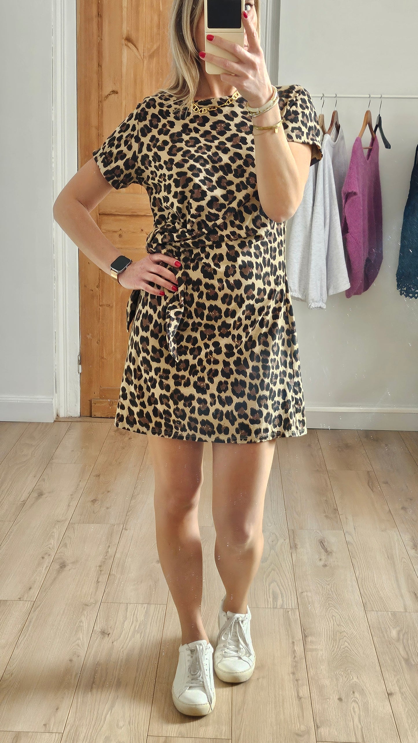 Robe courte léopard