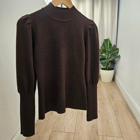 Pull col roulé fin chocolat