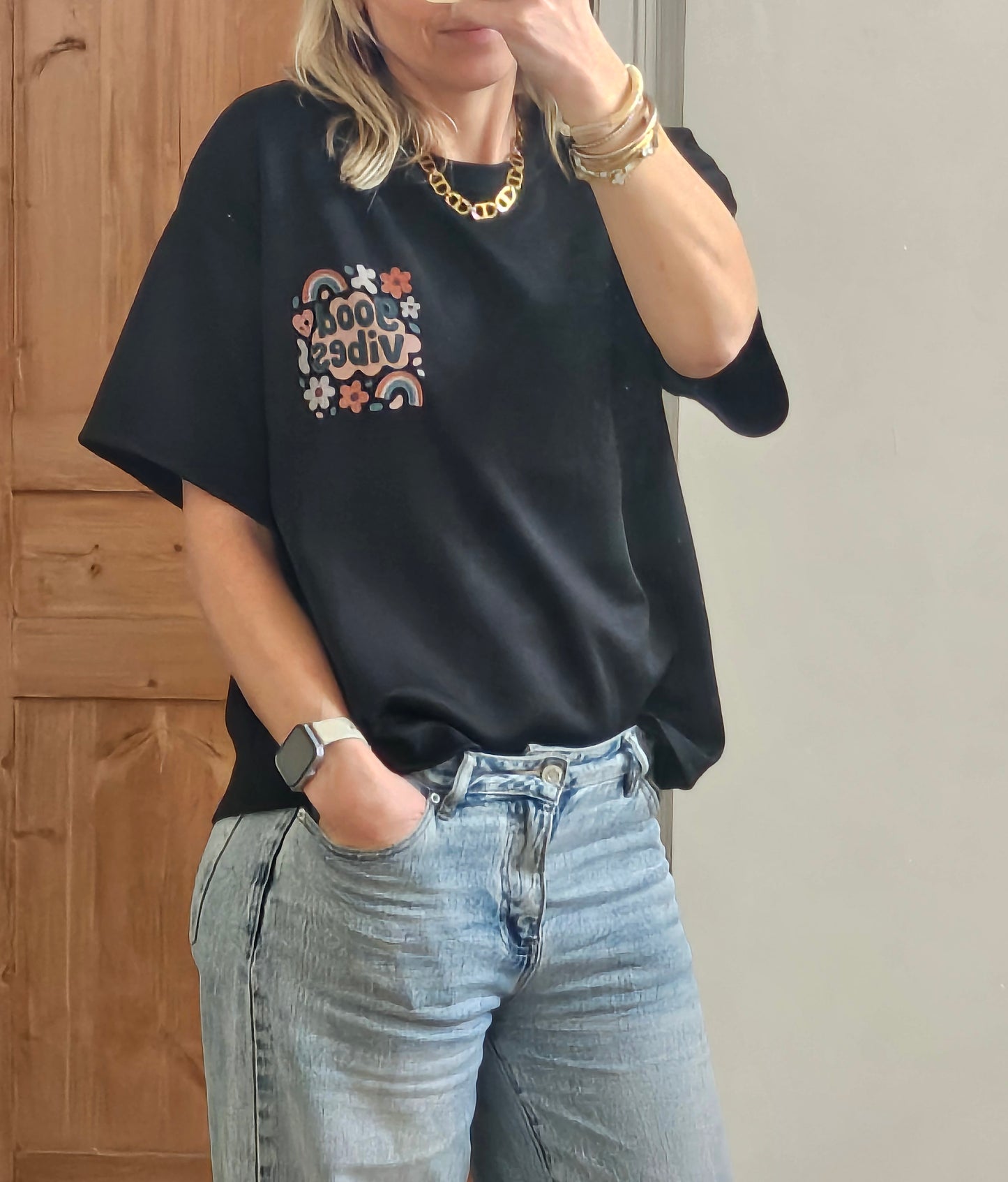 T-shirt Good Vibes noir