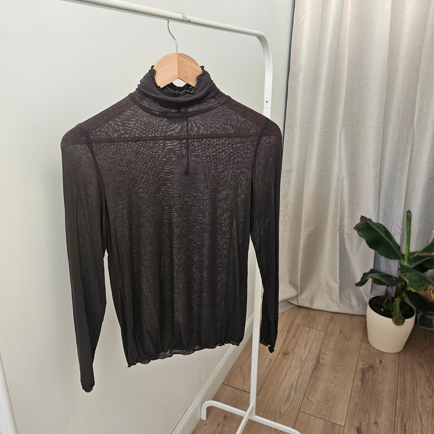 Sous-pull col roulé fin chocolat