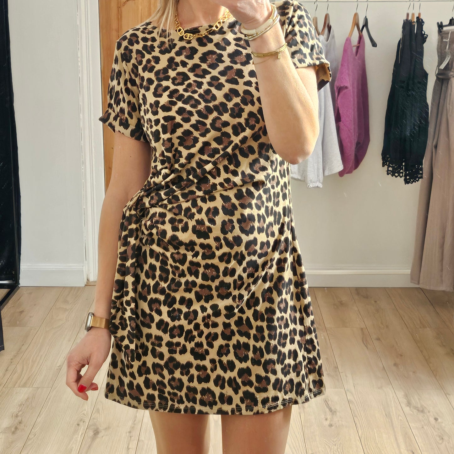 Robe courte léopard