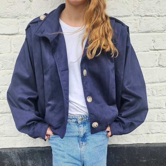 Veste en suédine bleu marine