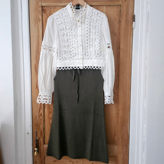 Chemise crop dentelle blanche