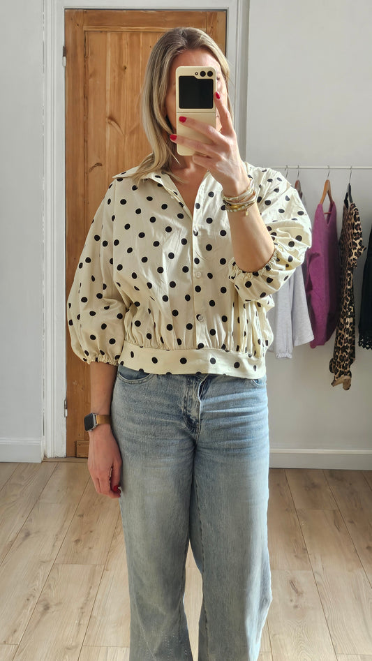 Chemise écrue à pois