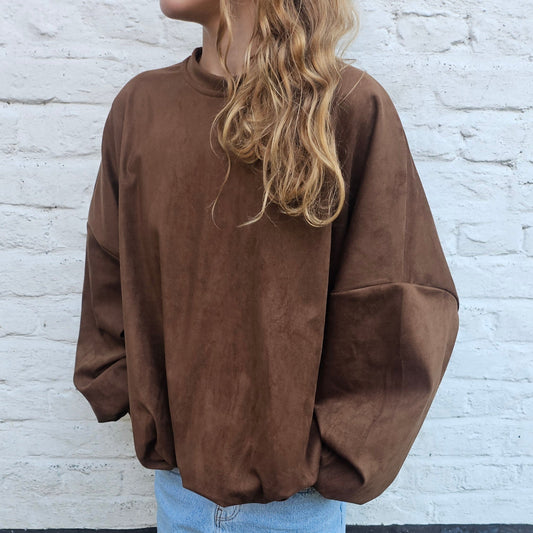 Sweat suédine camel