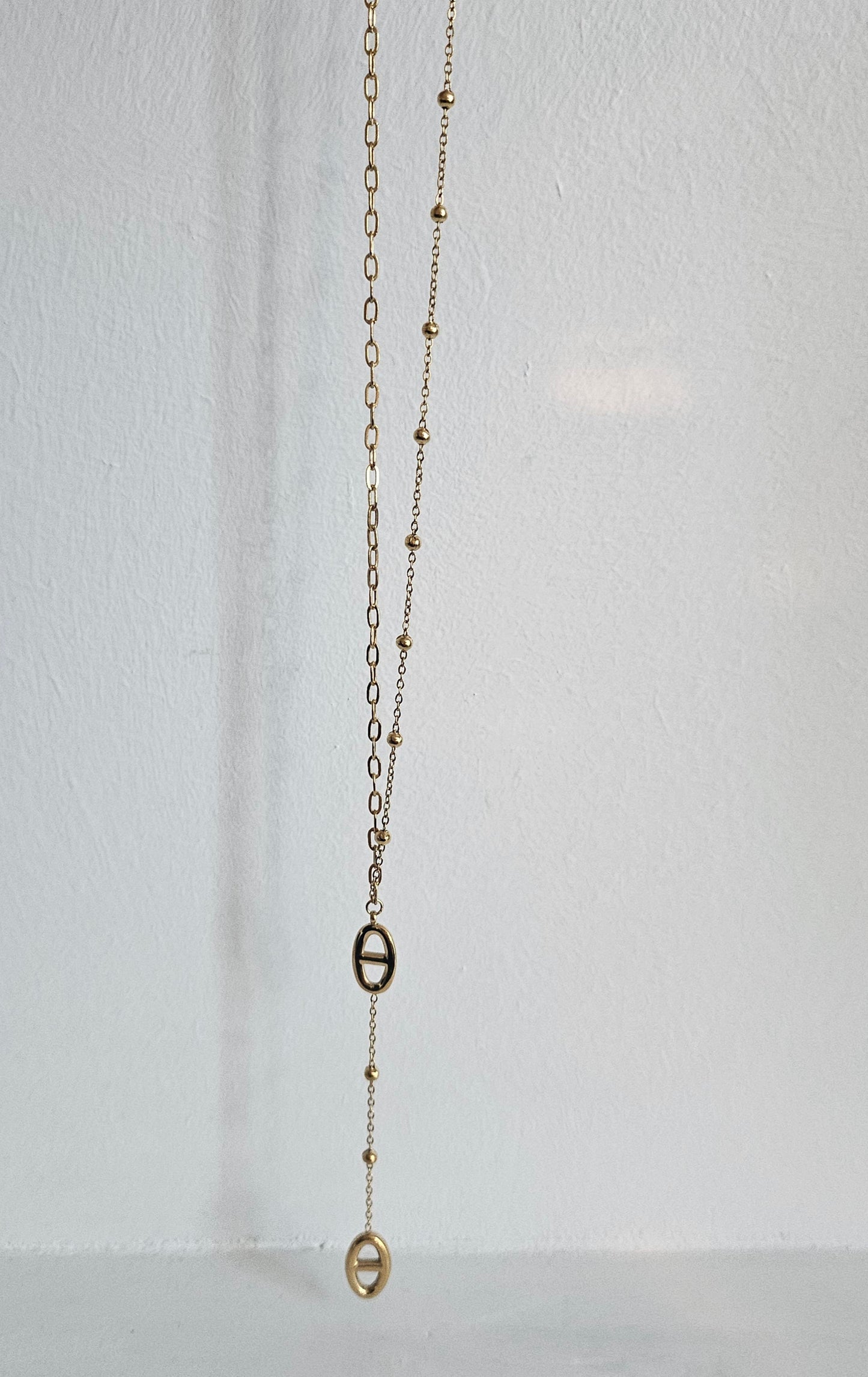Collier Y maille marine