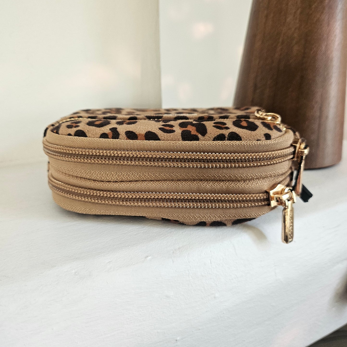Porte monnaie Léopard beige