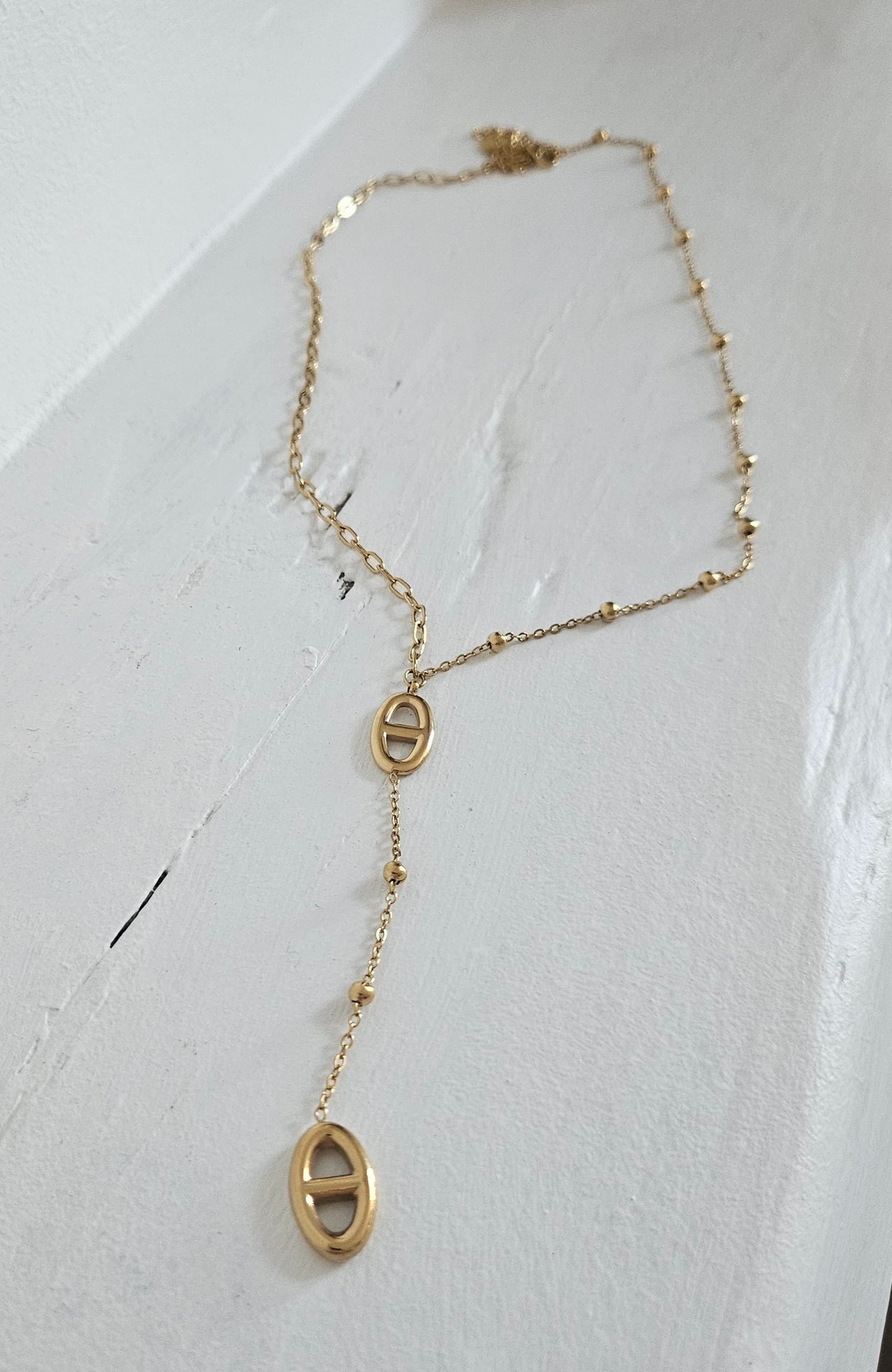 Collier Y maille marine