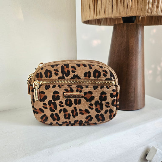 Porte monnaie Léopard beige