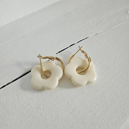 Boucles d'oreilles fleur écru