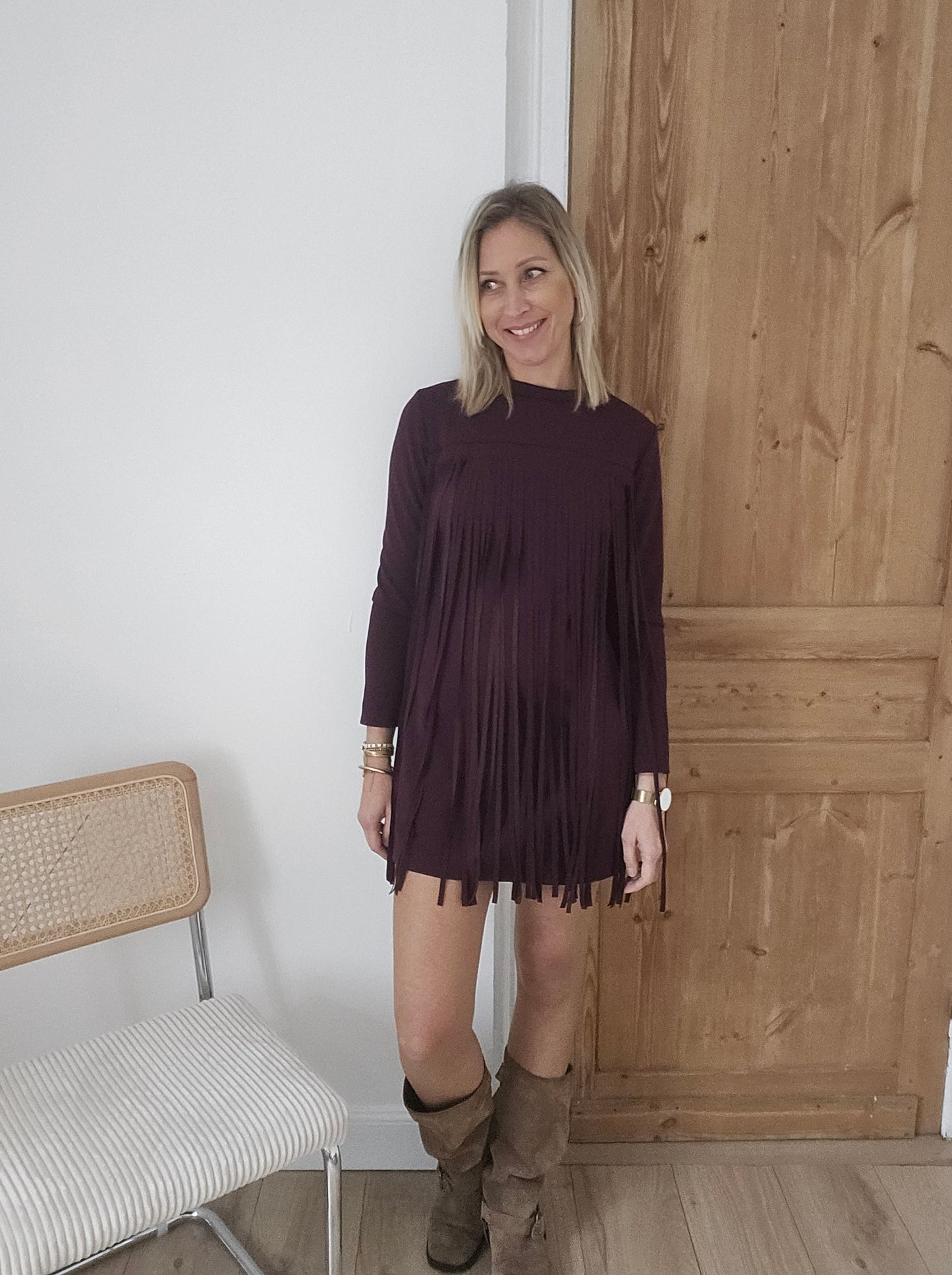 robe à franges bordeaux
