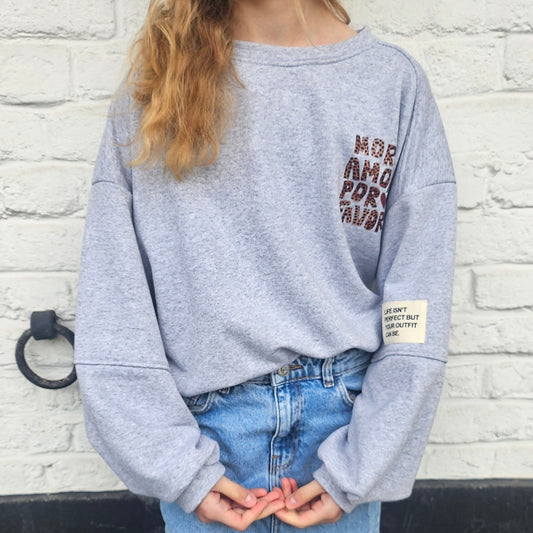 sweat more amor leopard gris