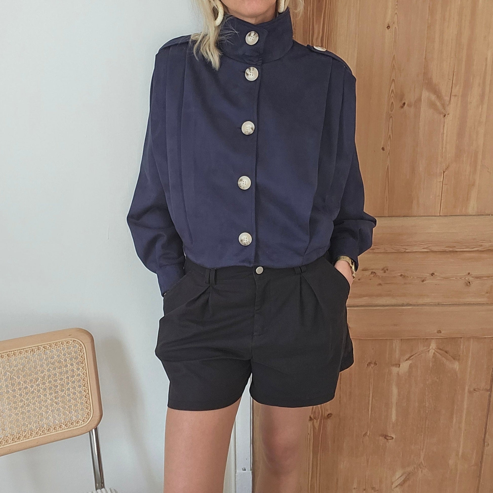 veste en suédine bleu marine