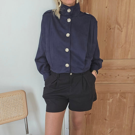 veste en suédine bleu marine
